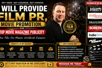 provide film PR, movie promotion on top movie magazine media