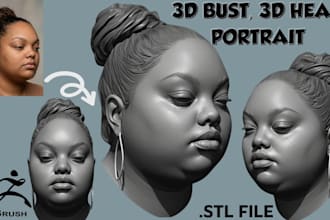 sculpt realistic 2d photo to 3d head bust face model figurine stl 3mf obj print