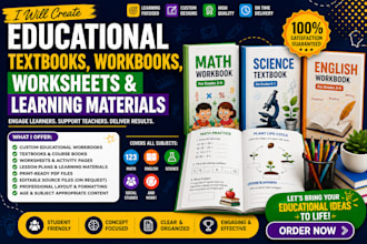 write, design k12 educational content, worksheetcurriculum, learning materials