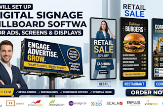 setup digital signage software and configure advertising display screens