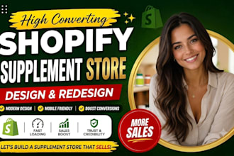 do custom shopify supplement store design, gym website redesign or development