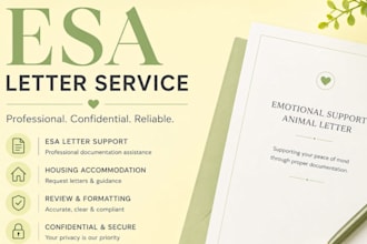 provide professional emotional support animal esa letter services soap notes