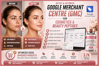 setup and optimize google merchant center gmc for cosmetics and beauty peptides