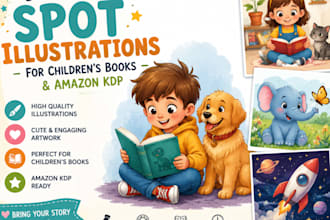 draw spot illustration for childrens book and amazon KDP