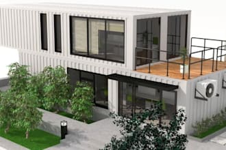 design a stunning 3d container home, modular home, trailer home, caravan, camper