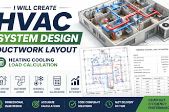 create hvac system design ductwork layout and heating cooling load calculations