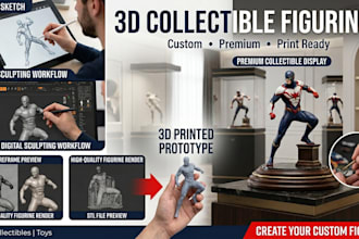 design collectible toy, 3d figurine, resin figure, miniature model, 3d sculpting