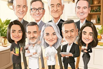draw cartoon caricature for business, group, friends, family