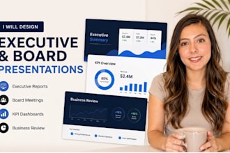 design executive report, board meeting, KPI and business review deck