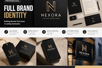 design modern logo, full branding kit, brand style guidelines, social media desi