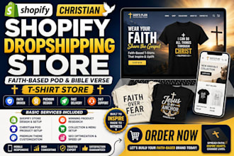 do christian shopify dropshipping store faith based pod bible verse tshirt store