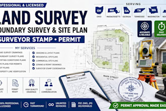 ohio ma ga tn wa ny land survery boundary survey site plan surveyor stamp permit