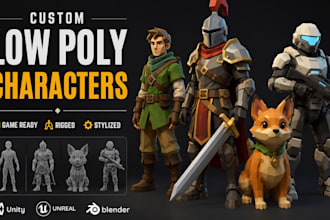 custom 3d low poly character, stylized character model for game and 3d printing