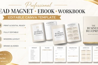 design ebook, lead magnet, PDF, workbook and canva ebook