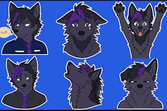 create furry stickers custom furry art fursona telegram discord emotes design 2d