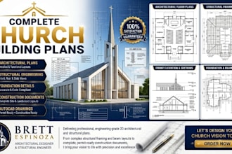 draw complete architectural and structural engineering plans for church building