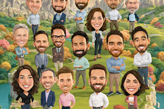 make a group cartoon caricature for a corporate or business