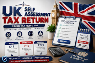 prepare and file your UK self assessment tax return and hmrc tax filing