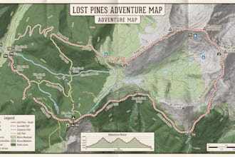 custom hiking map, topographic map, trail map, route map and adventure map
