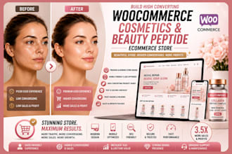 build high converting woocommerce cosmetics and beauty peptide ecommerce store