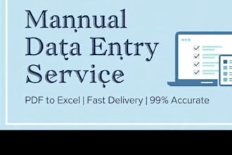 do fast and data entry, excel , excel to pdf, typing work