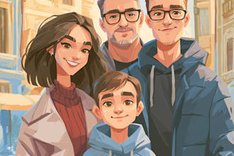 draw family portrait illustration