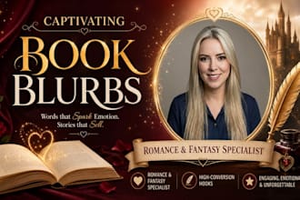 write a captivating romance or fantasy book blurb that sells
