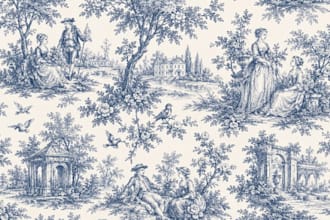 design custom toile de jouy pattern for fabric wallpaper and textile print
