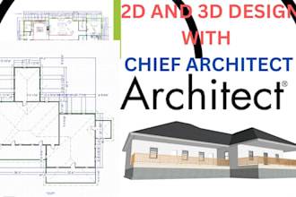 do 3d model, trace plan, roof plan in chief architect