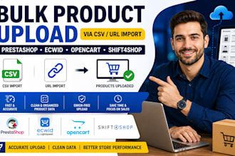 bulk product upload to ecwid prestashop opencart shift4shop via csv url import