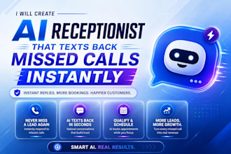 create ai receptionist that texts back missed calls instantly