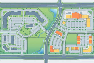 create commercial real estate aerial maps, property maps and site plans