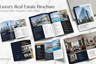 design luxury real estate brochure, company brochure design, trifold or bifold