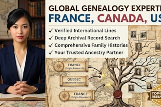 do genealogy research in france, quebec, canada, and USA