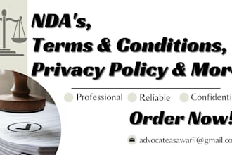 write ndas, terms and conditions, privacy policy etc
