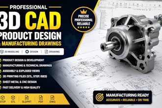 3d cad product design and drawing for manufacturing