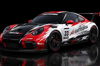 design custom car livery wrap for iracing, le mans ultimate, and assetto corsa