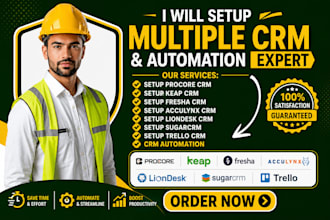 setup procore crm keap fresha acculynx liondesk sugercrm trello crm automation