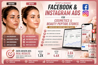 setup and manage facebook and instagram ads for cosmetics, beauty peptide stores