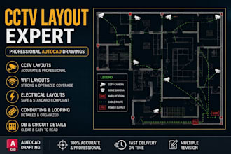 create electrical, cctv,  fire alarm and low voltage autocad drawings