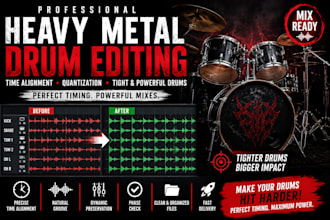 perfectly edit and time align heavy metal drum tracks for powerful mixes