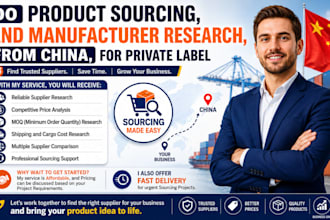 do product sourcing, and manufacturer research, from china, for private label