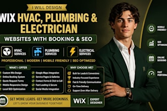 design wix hvac plumbing electrician website with booking and SEO