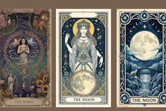 design custom tarot card, oracle card deck, card game box design mpc tuck box