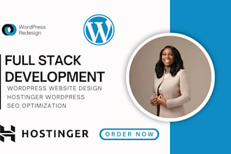 do wordpress seo optimization full stack development and hostinger setup