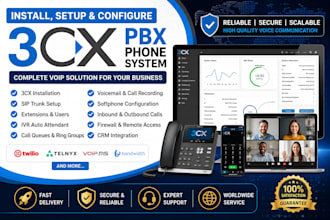 install, setup and configure 3cx pbx voip phone system with sip trunk and IVR