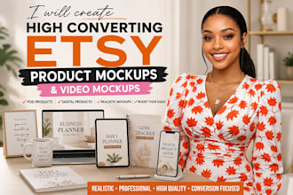 create highly converting etsy product image, etsy mockup design, canva mockup