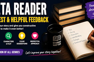 beta read your romance, fantasy or thriller novel