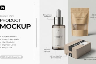 design realistic product mockup and product listing in psd