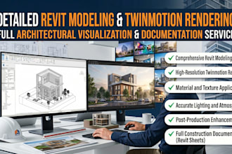 create a detailed 3d building model in revit, render in twinmotion